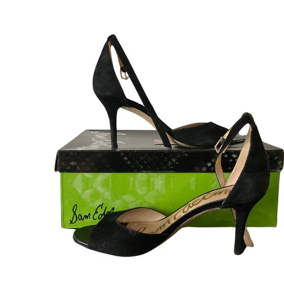 LIKE NEW! Black Porchia Sam Edelman Suede High Heel Shoes -  7M - Picture 2 of 13